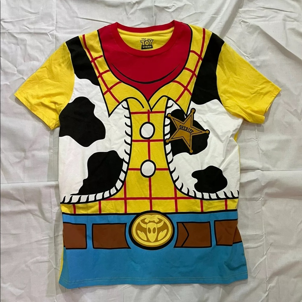 Toy Story Sheriff Woody Costume T Shirt Men's MEDIUM M Disney Pixar Dress Up Top